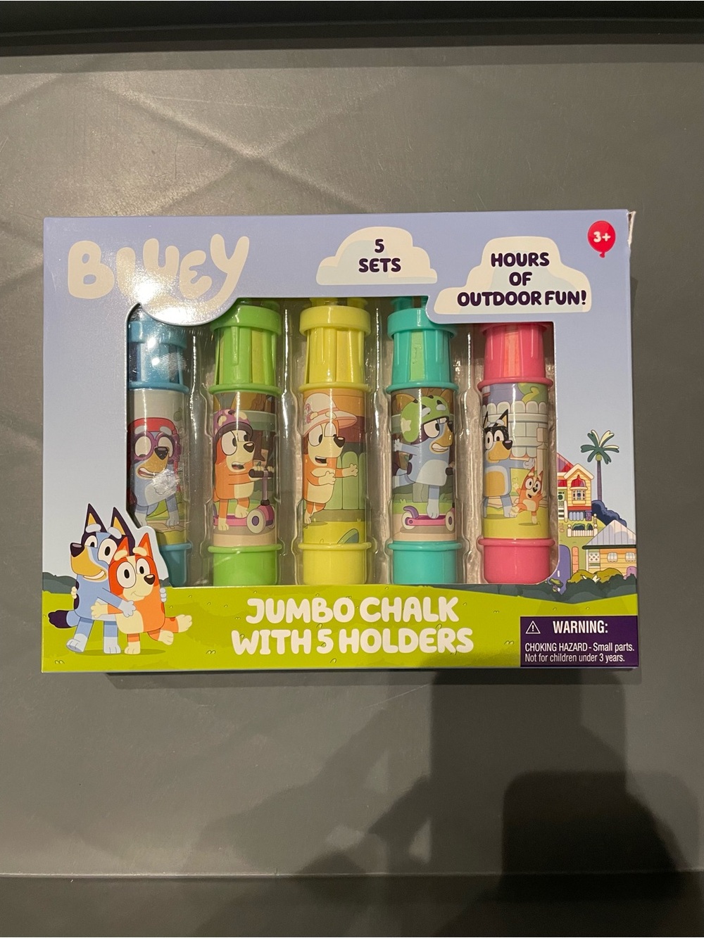 Bluey Jumbo Chalk Set 5pk with Holders Multicolor Outside Chalk Ages 3+ New